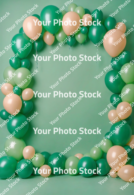 Stock Photo of ballons happy birthday frame green easter eggs celebration party festive holiday