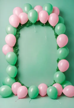 Stock Photo of ballons happy birthday frame green easter eggs celebration party festive holiday