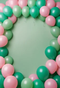 Stock Photo of ballons happy birthday frame green easter eggs celebration party festive holiday