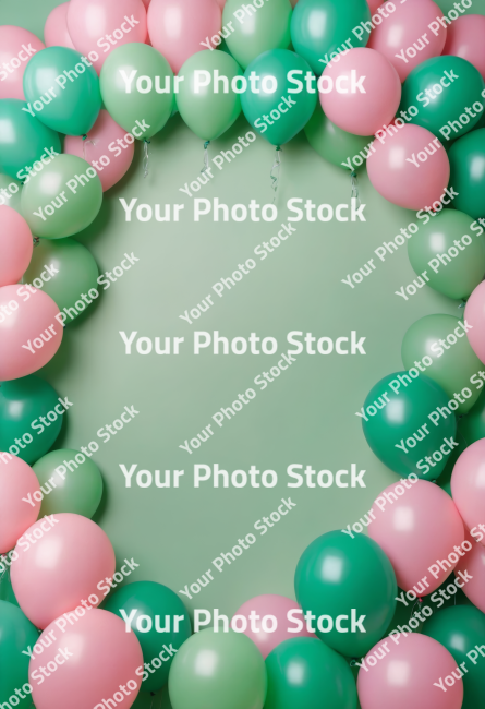 Stock Photo of ballons happy birthday frame green easter eggs celebration party festive holiday