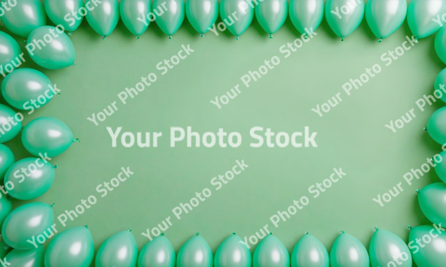 Stock Photo of ballons happy birthday frame green easter eggs celebration party festive holiday