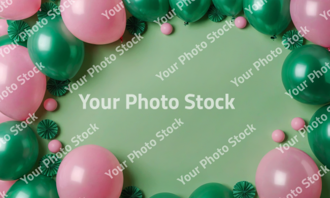 Stock Photo of ballons happy birthday frame green easter eggs celebration party festive holiday