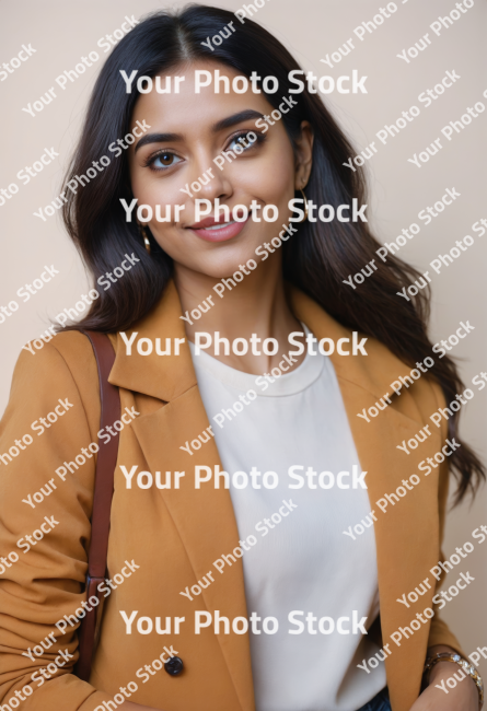 Stock Photo of beautiful young adult indian business woman looking at camera smiling head shot portrait positive skincare