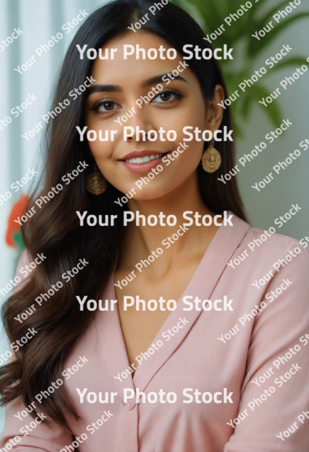 Stock Photo of beautiful young adult indian business woman looking at camera smiling head shot portrait positive skincare