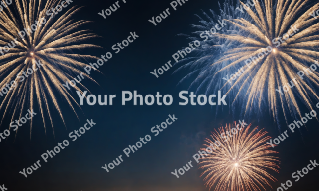 Stock Photo of fireworks in the night sky celebration holiday christmas in july new year colorful festival with copy space