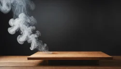 Stock Photo of smoke on the table wood black background isolated zen relax concentration