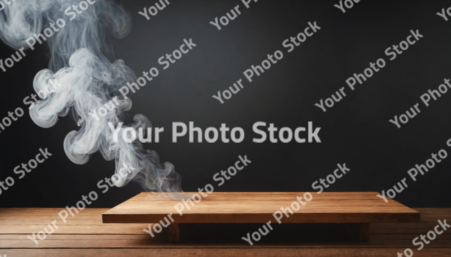 Stock Photo of smoke on the table wood black background isolated zen relax concentration