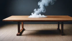 smoke on the table wood black background isolated zen relax concentration