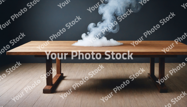 Stock Photo of smoke on the table wood black background isolated zen relax concentration